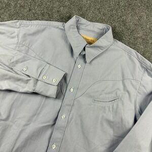 Schaefer‎ Outfitter Western Shirt Mens Large Blue Grey Smile Pocket USA Cowboy